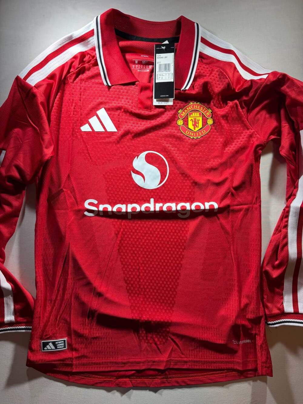 Adidas Manchester United Long Sleeve Home Jersey Size M Red
